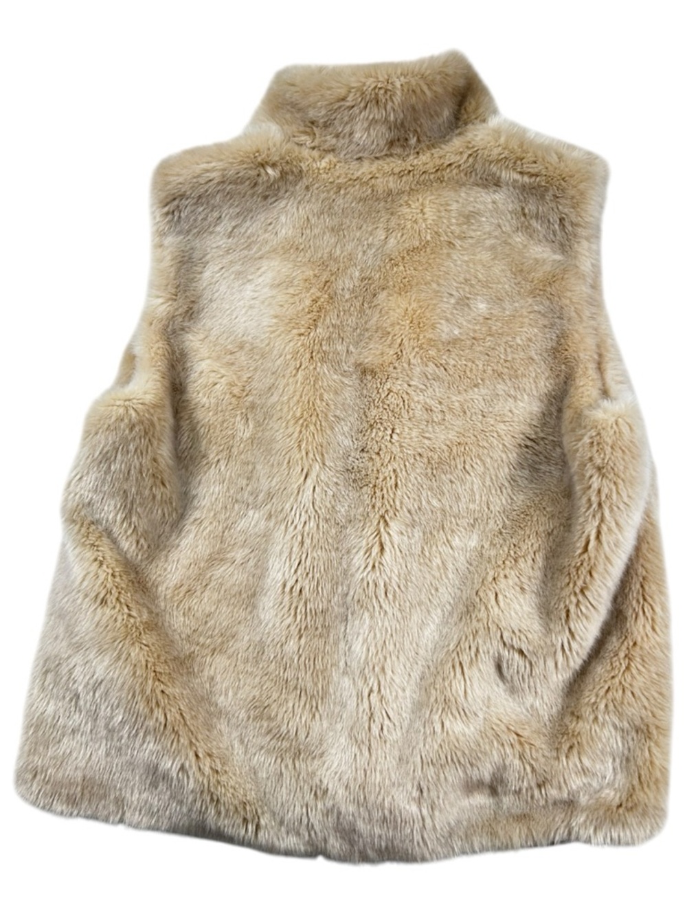 Dynamite Faux Fur Vest Women Size L Beige Neutral Sleeveless Plush Winter Coat - Picture 3 of 7